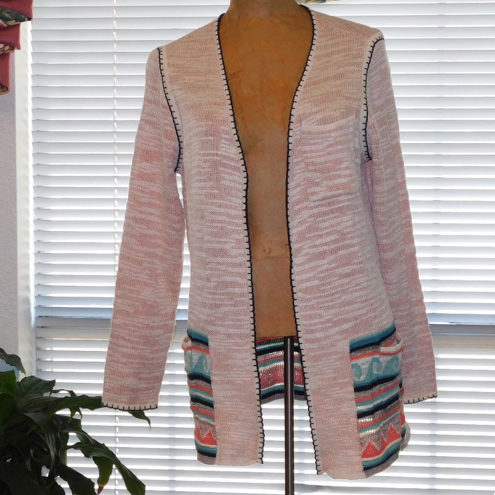 NWT Pink Palm Tree Sweater NIC+ZOE M - Picture 1 of 4